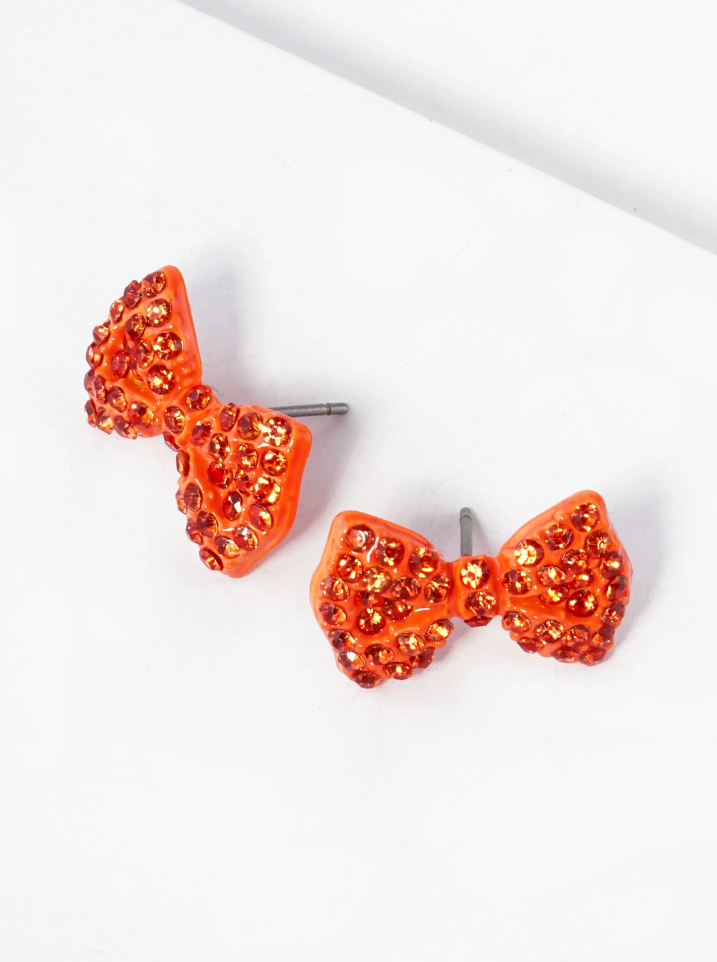 Crystal Pave Ribbon Bow Stud Earrings
