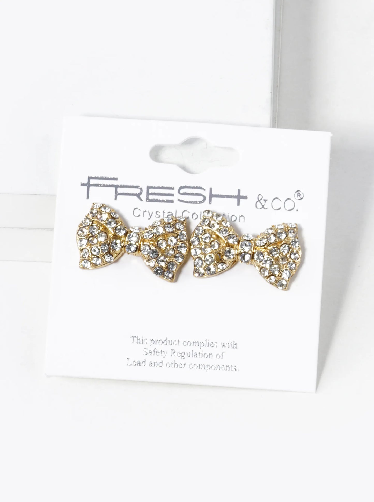 Crystal Pave Ribbon Bow Stud Earrings