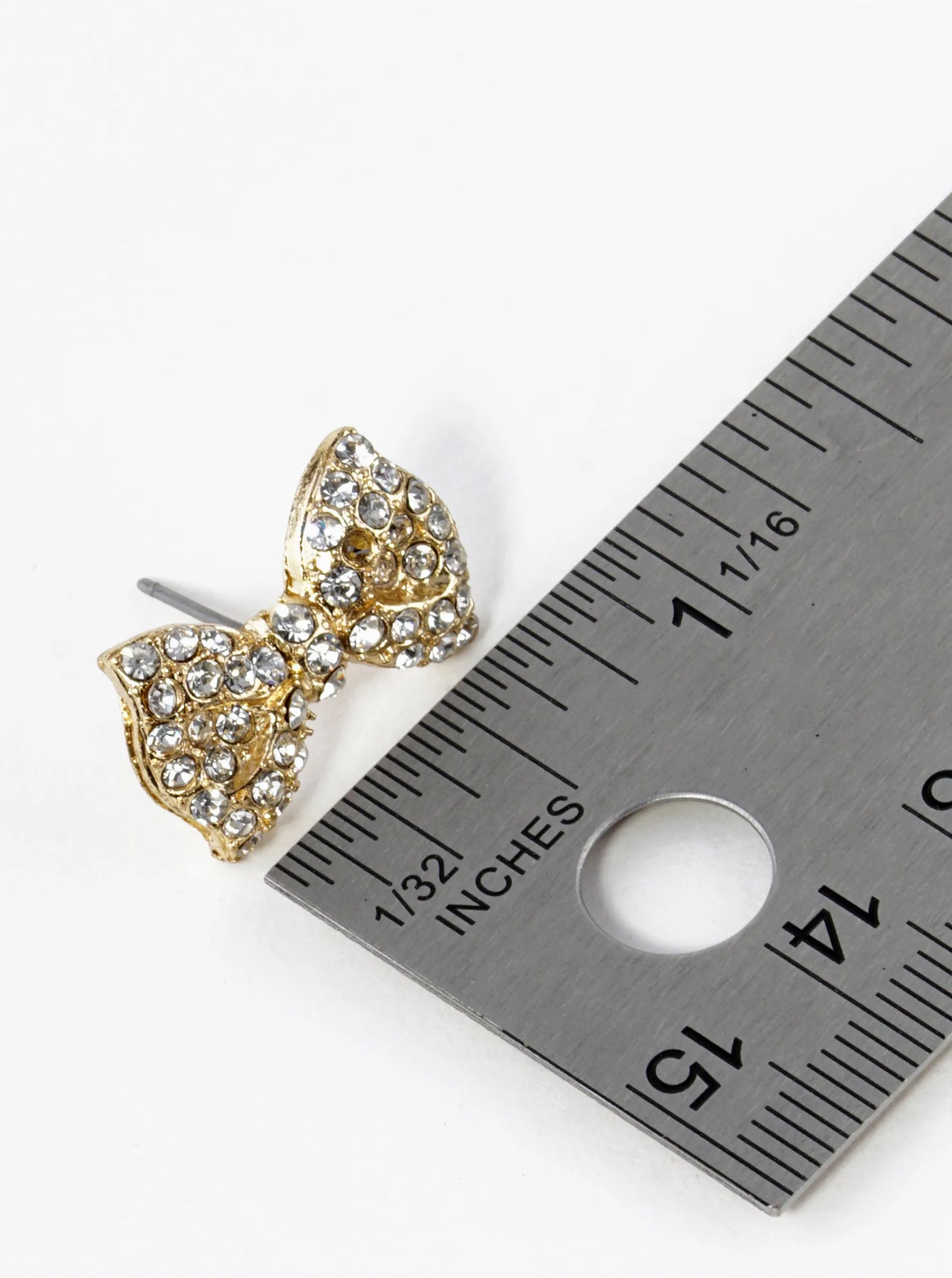 Crystal Pave Ribbon Bow Stud Earrings