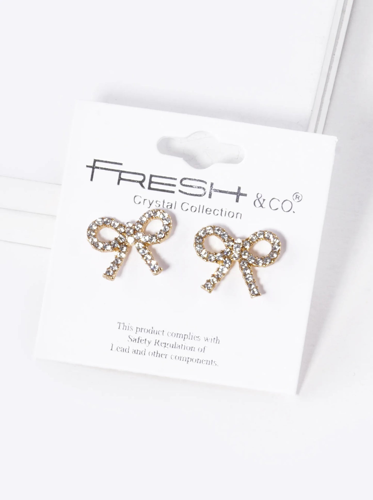 Crystal Pave Ribbon Bow Stud Earrings