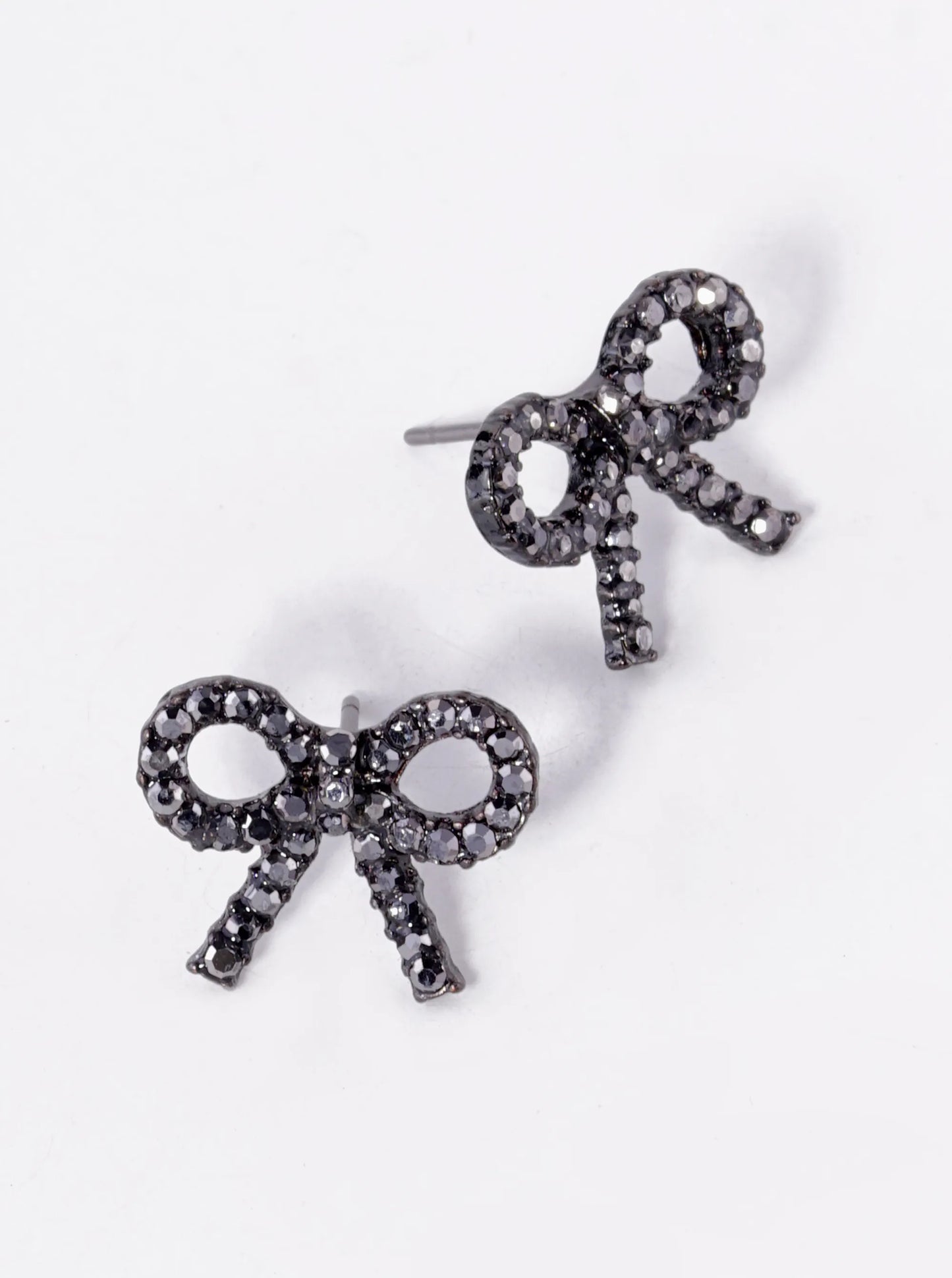Crystal Pave Ribbon Bow Stud Earrings
