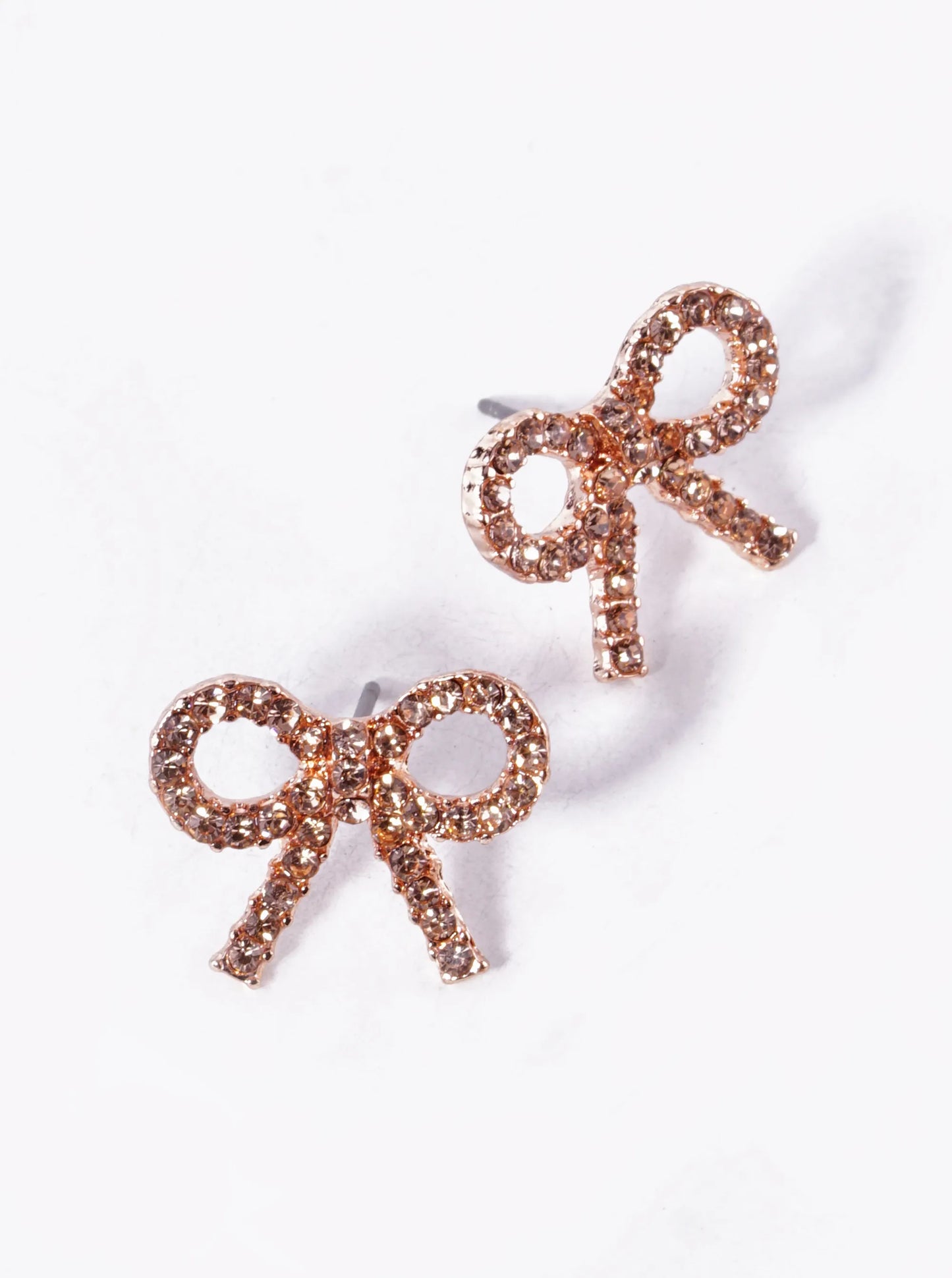 Crystal Pave Ribbon Bow Stud Earrings