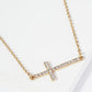Crystal Pave Sideways Cross Pendant Necklace