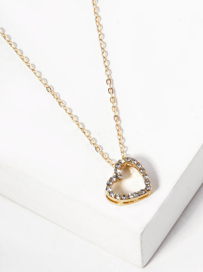 Crystal Pave Sideways Heart Pendant Necklace