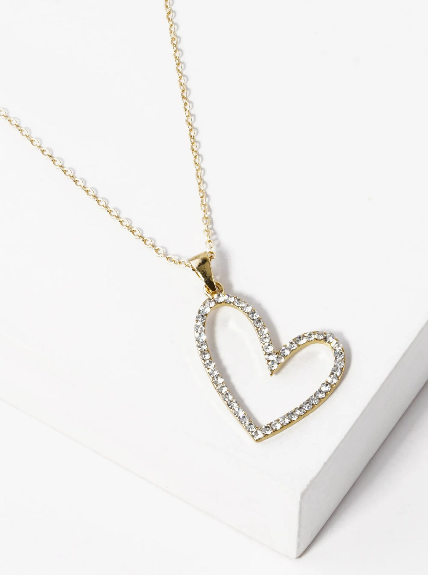 Crystal Pave Sideways Heart Pendant Necklace