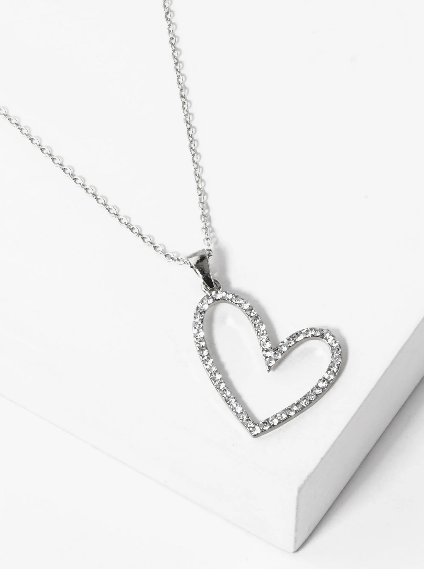 Crystal Pave Sideways Heart Pendant Necklace