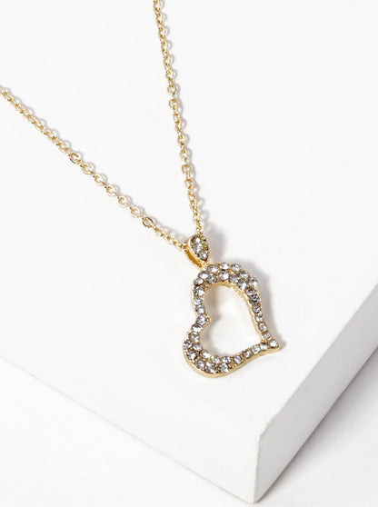 Crystal Pave Sideways Heart Pendant Necklace