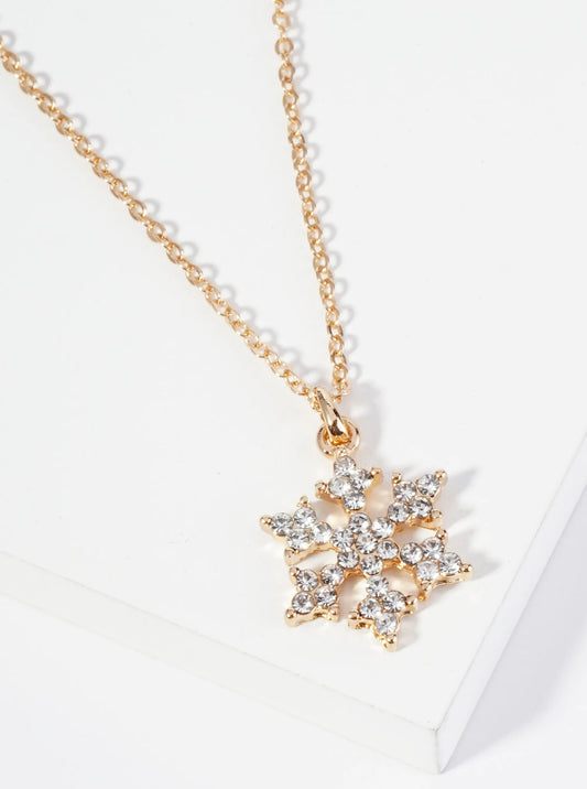 Crystal Pave Snowflake Pendant Necklace