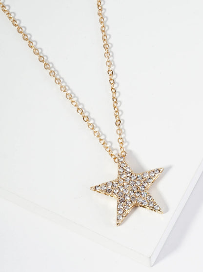 Crystal Pave Star Pendant Necklace