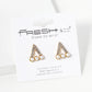 Crystal Pave Three Pearl Beaded 13mm Triangle Stud Earrings