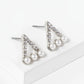 Crystal Pave Three Pearl Beaded 13mm Triangle Stud Earrings