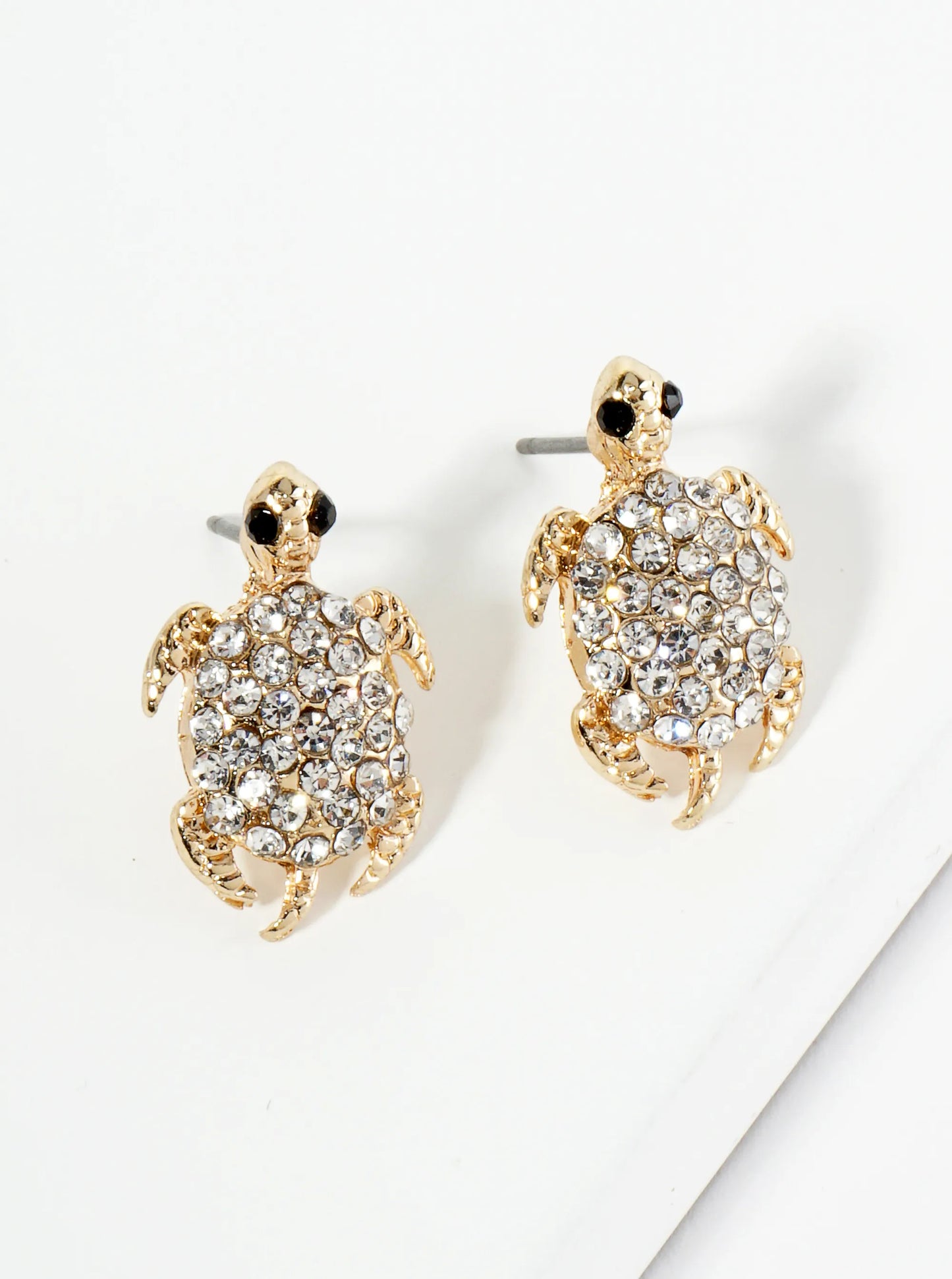 Crystal Pave Turtle Stud Earrings