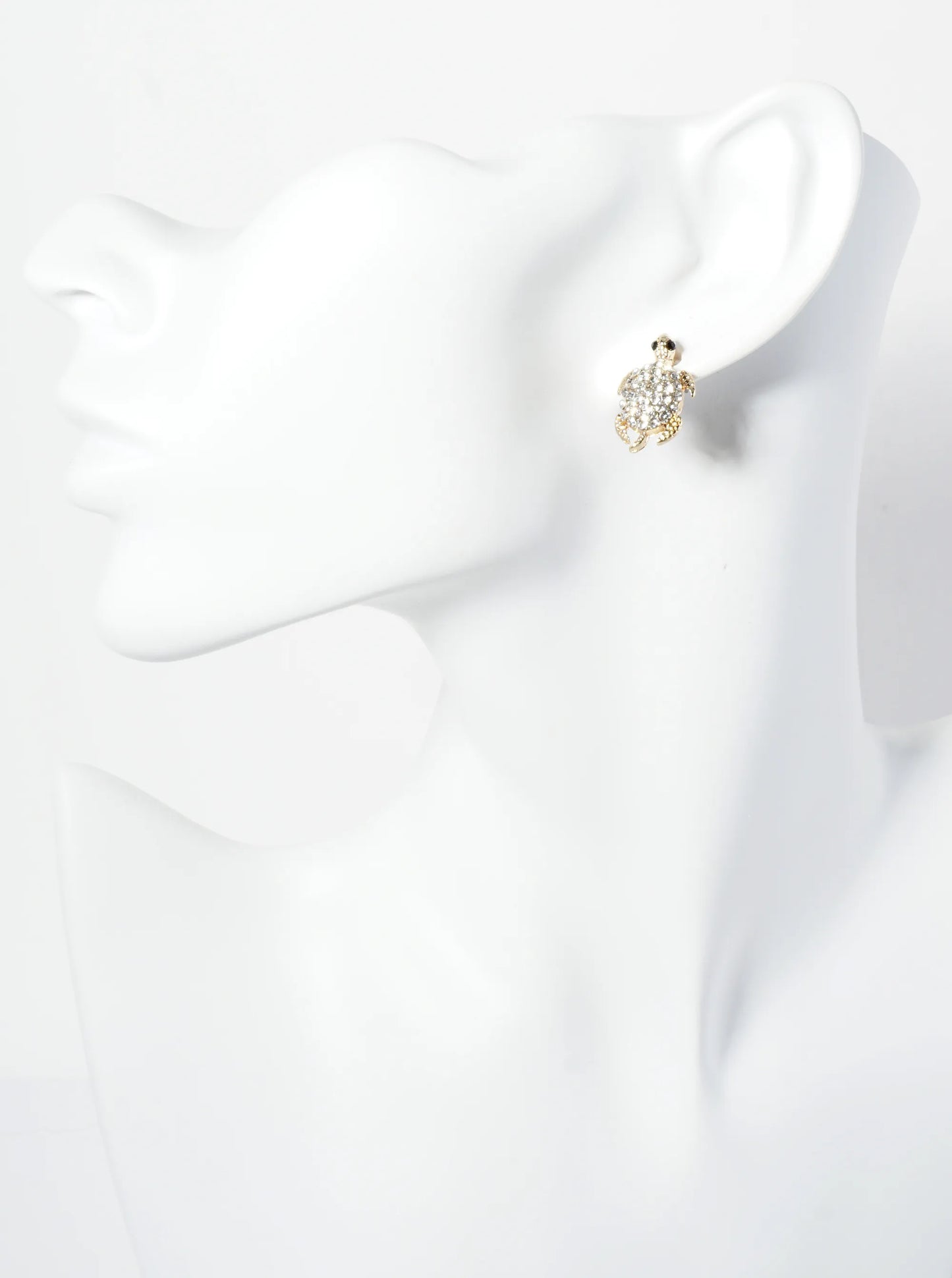 Crystal Pave Turtle Stud Earrings