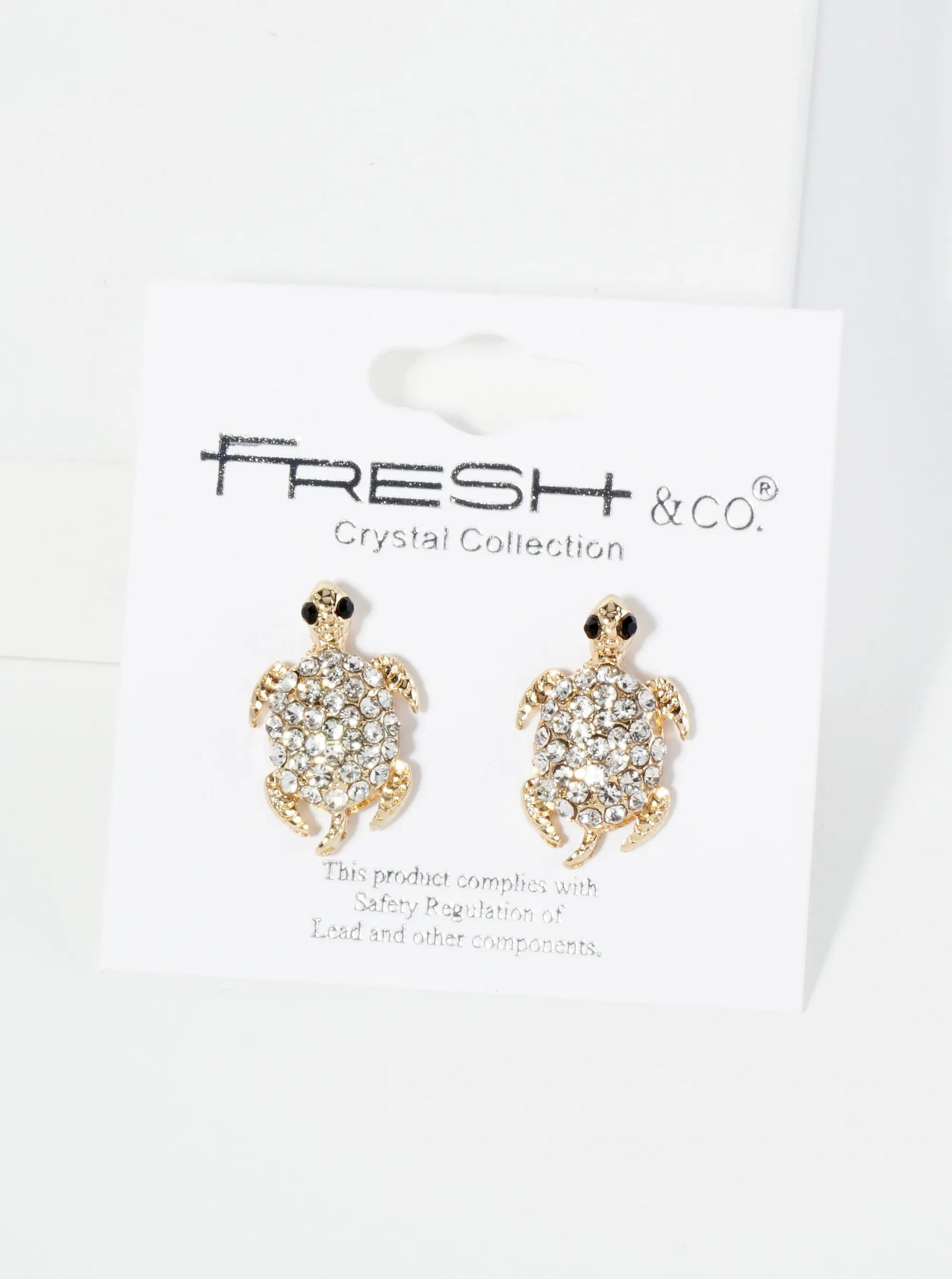 Crystal Pave Turtle Stud Earrings
