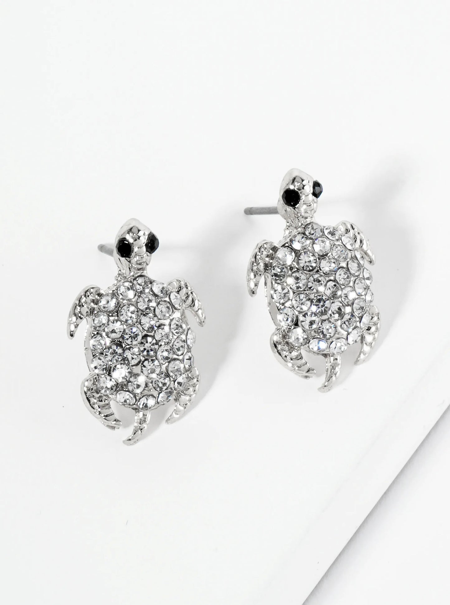 Crystal Pave Turtle Stud Earrings