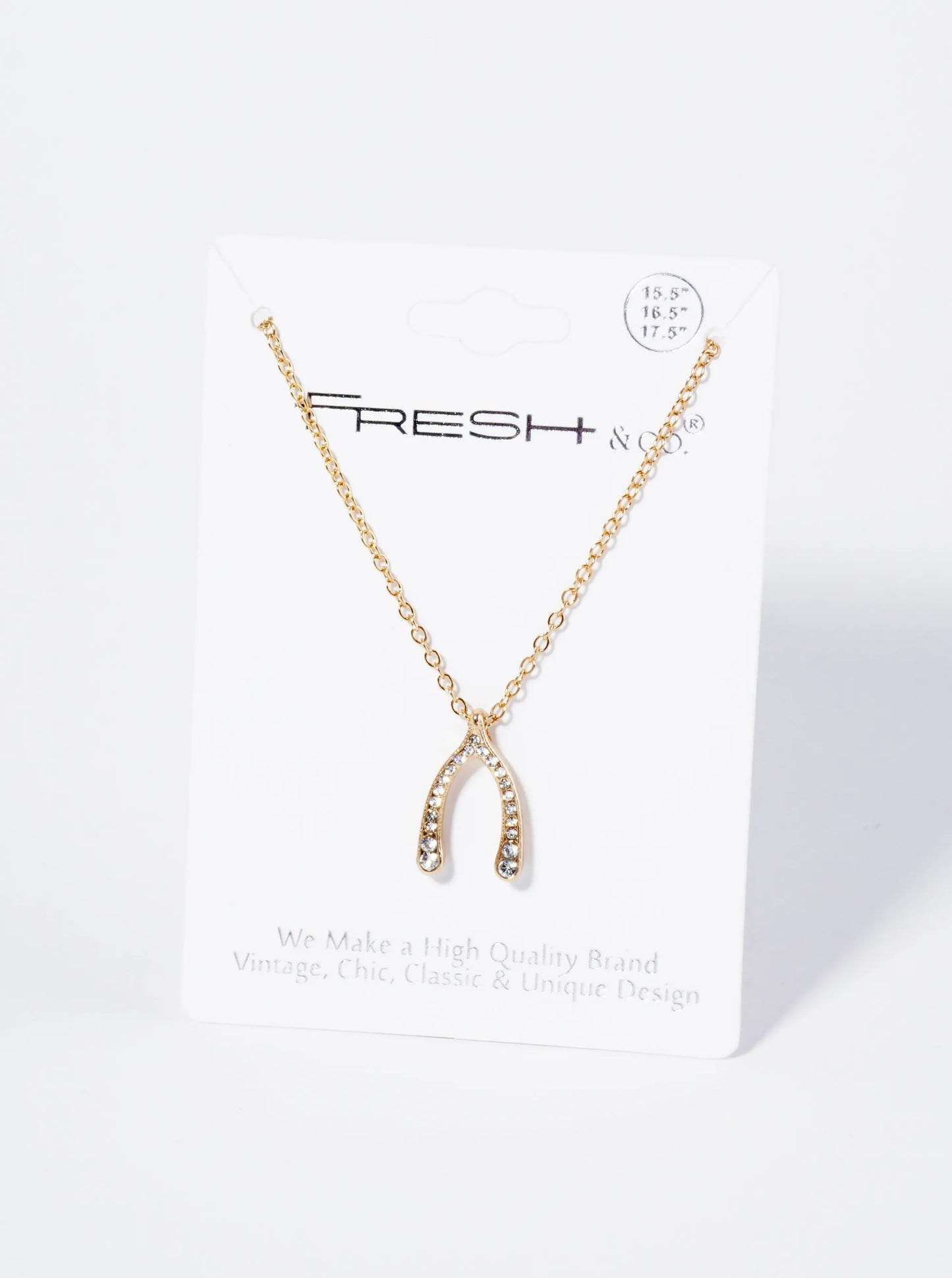 Crystal Pave Wishbone Pendant Necklace