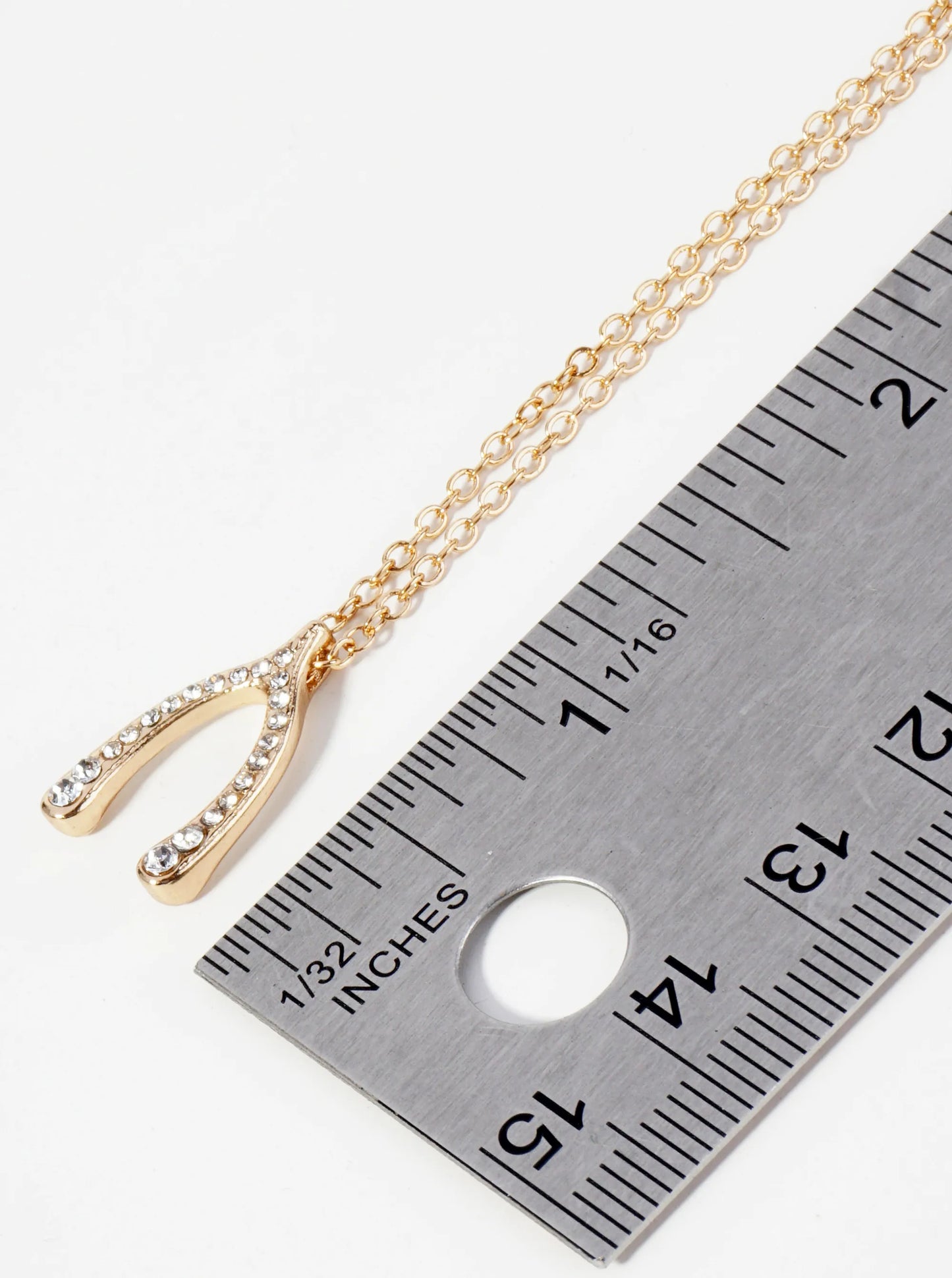 Crystal Pave Wishbone Pendant Necklace