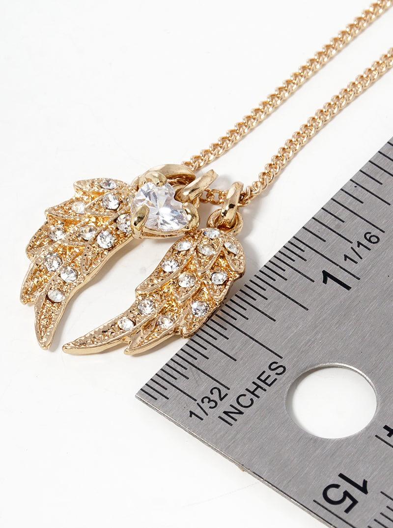 Crystal Pave CZ Angel Wings Pendant Necklace