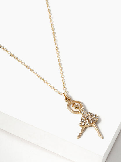 Crystal Pave Ballerina Pendant Necklace