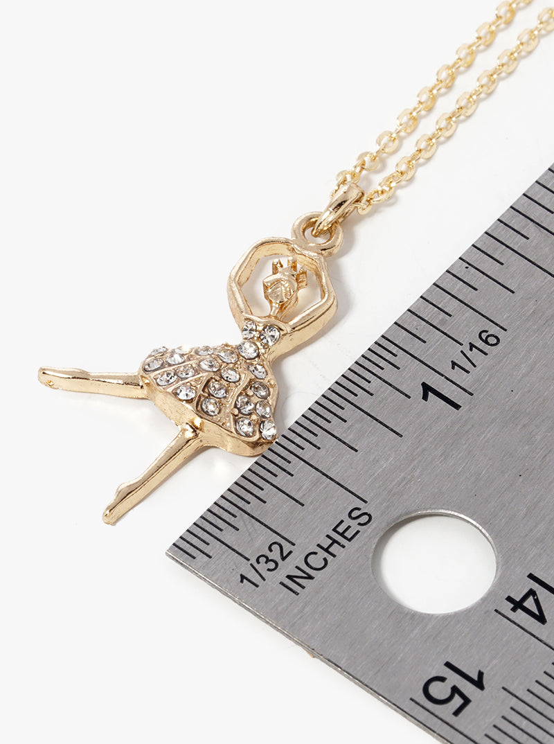 Crystal Pave Ballerina Pendant Necklace