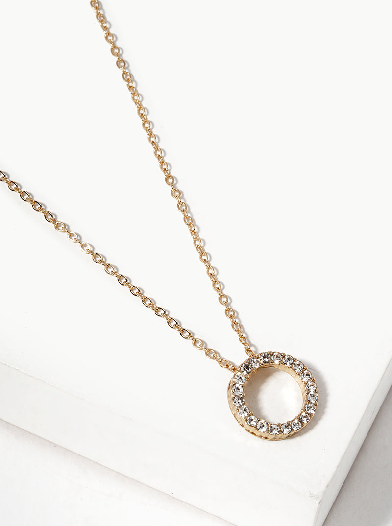Crystal Pave Circle Pendant Necklace