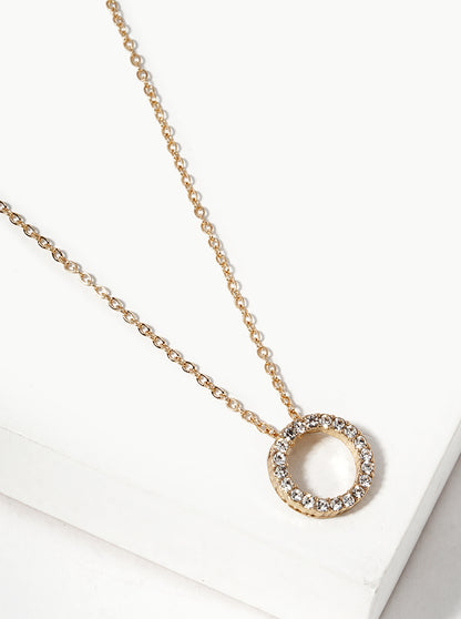 Crystal Pave Circle Pendant Necklace