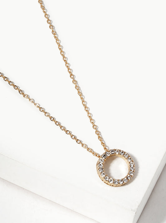 Crystal Pave Circle Pendant Necklace