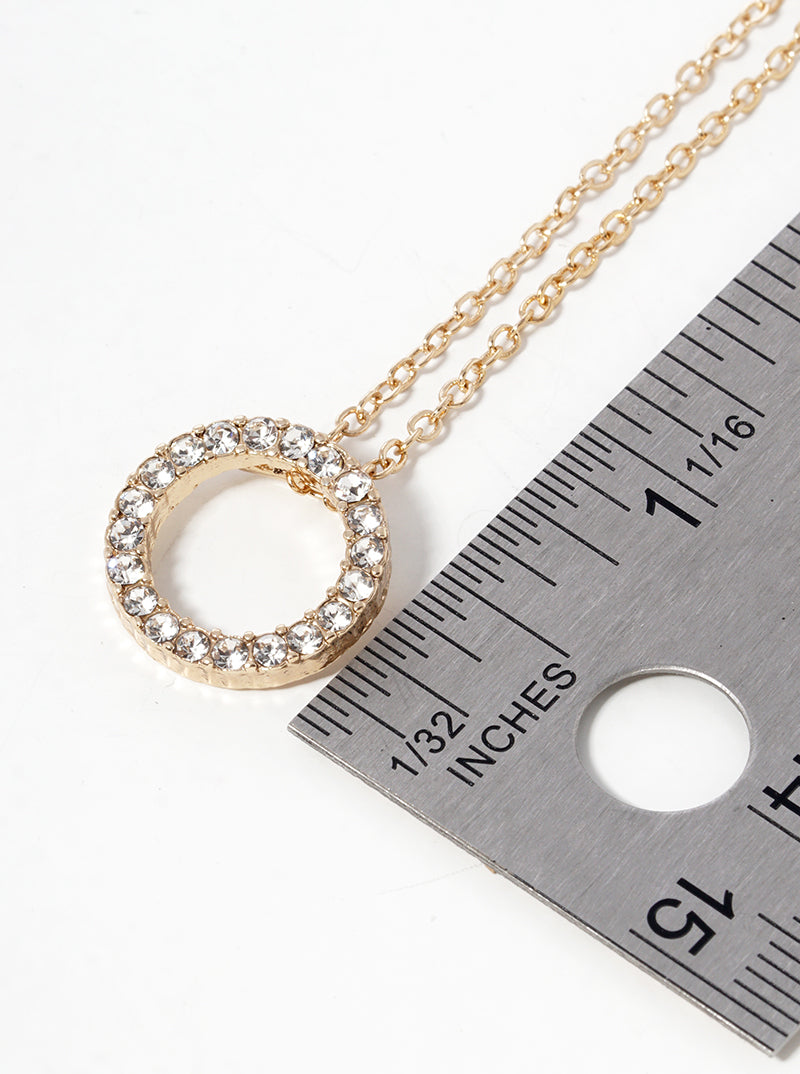 Crystal Pave Circle Pendant Necklace
