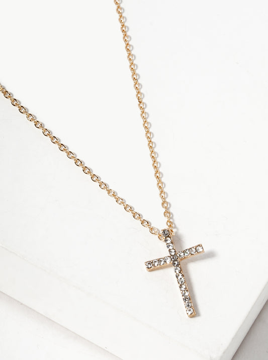 Crystal Pave Cross Pendant Necklace