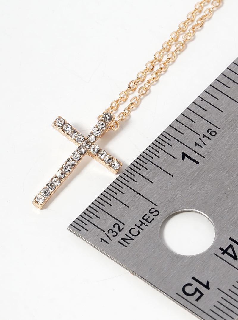 Crystal Pave Cross Pendant Necklace
