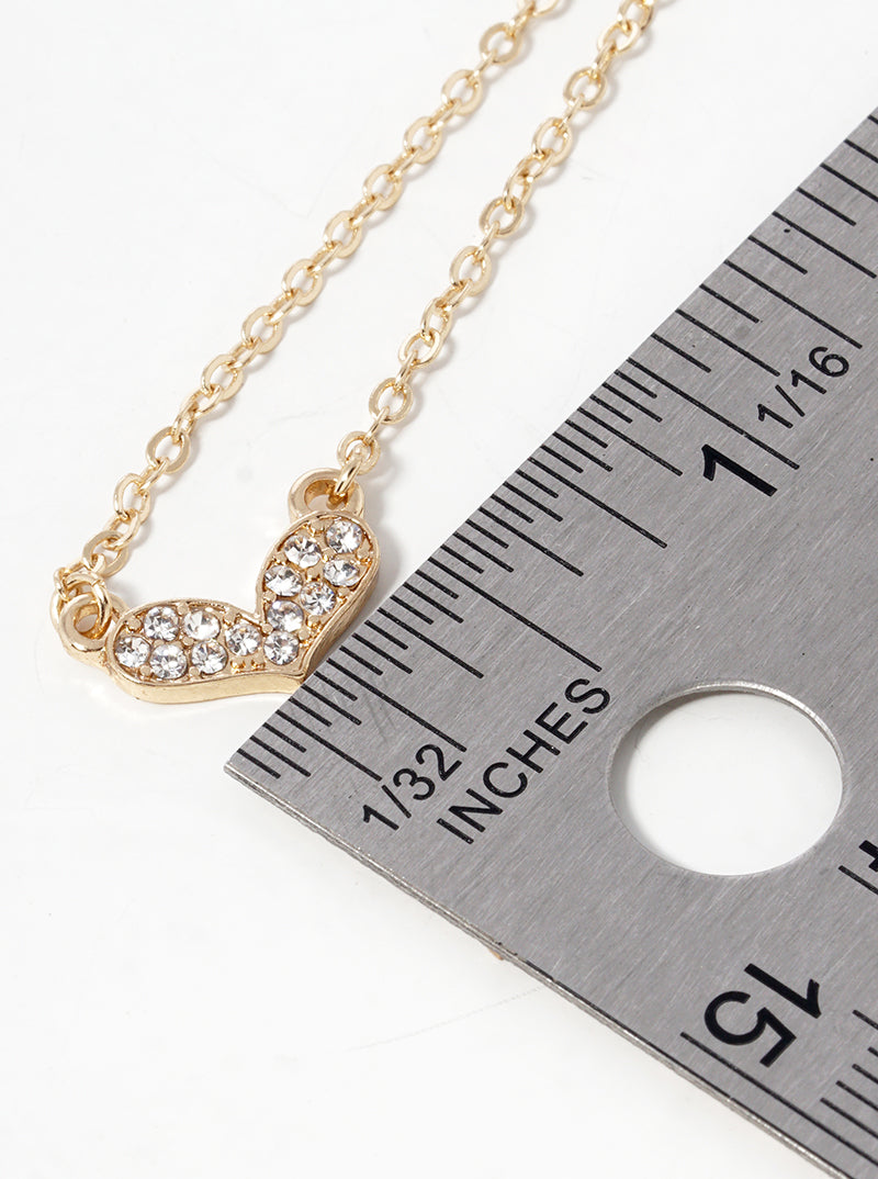 Crystal Pave Dainty Heart Pendant Necklace