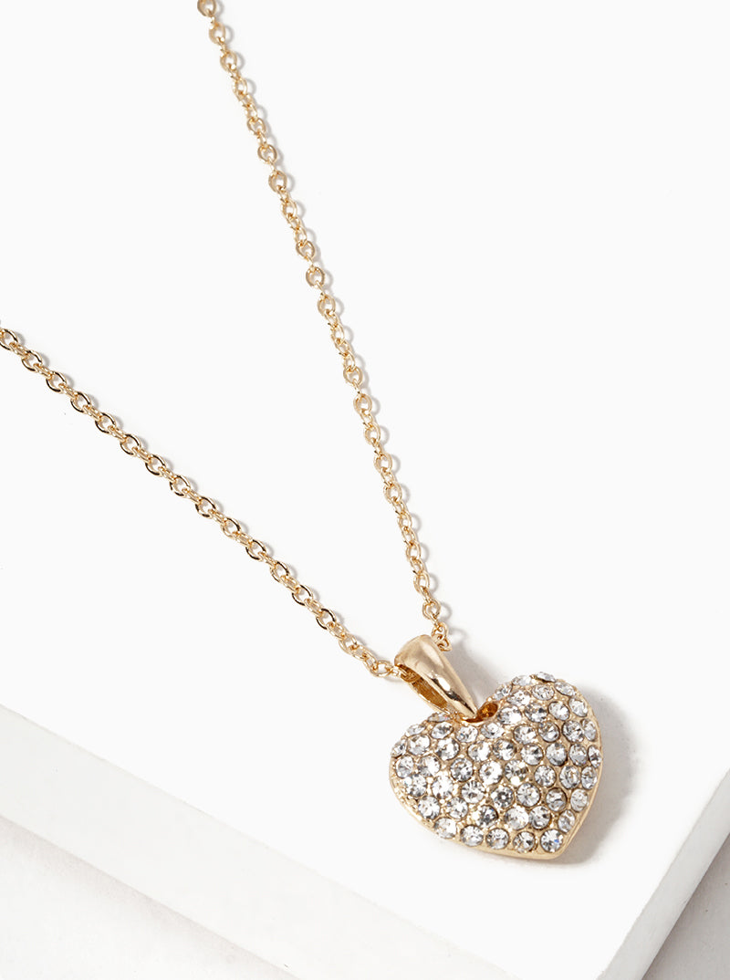 Crystal Pave Heart Pendant Necklace