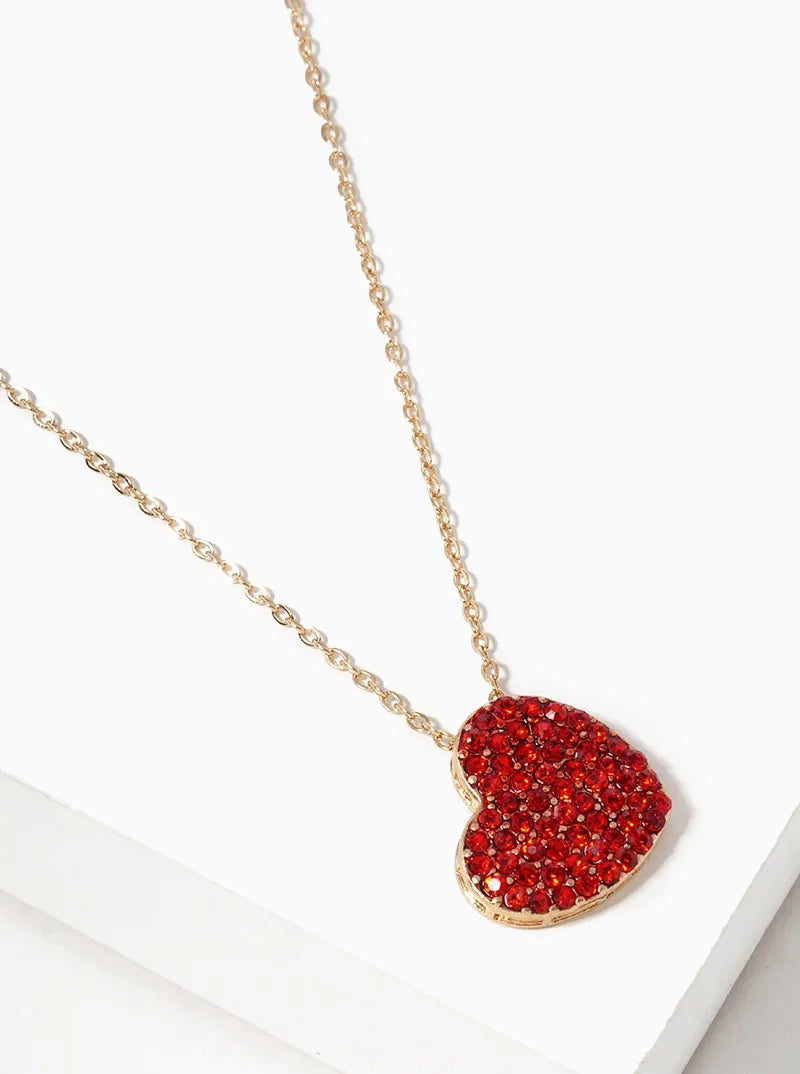 Crystal Pave Heart Pendant Necklace