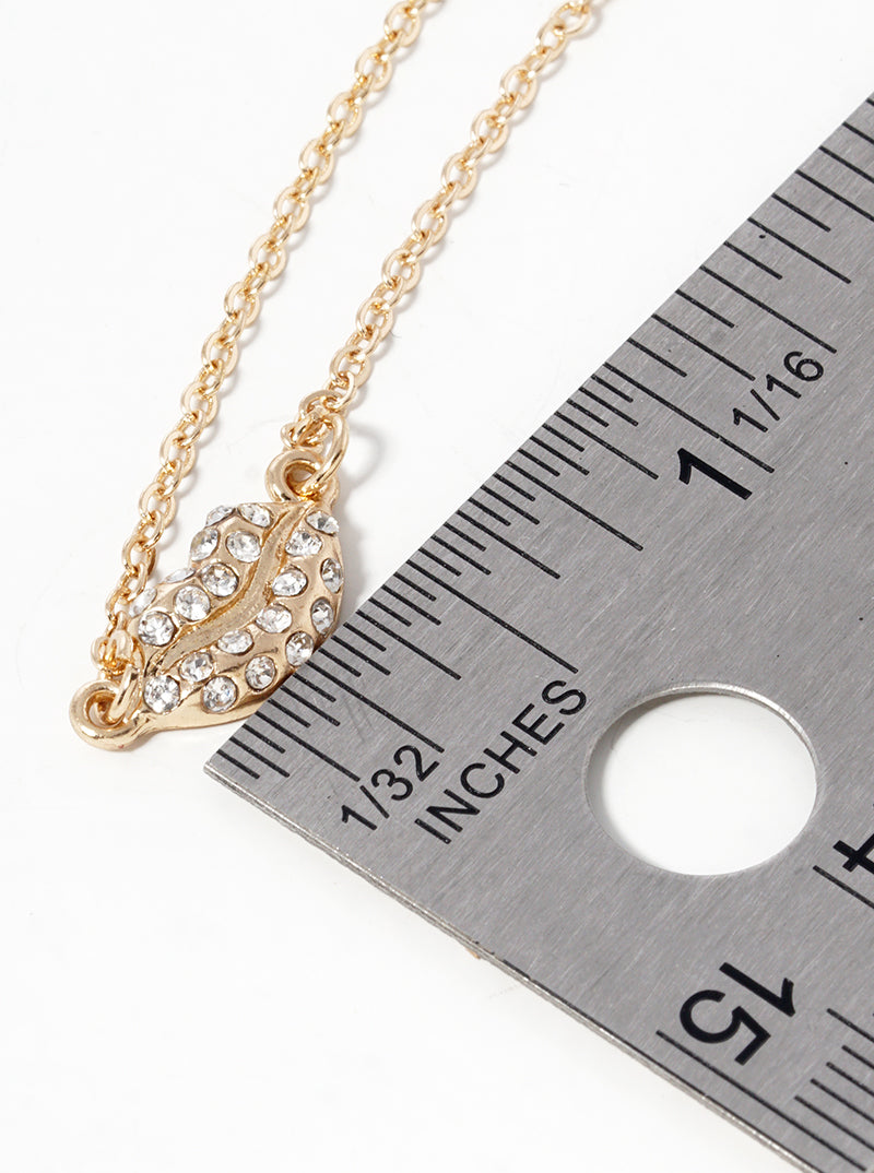 Crystal Pave Lips Pendant Necklace