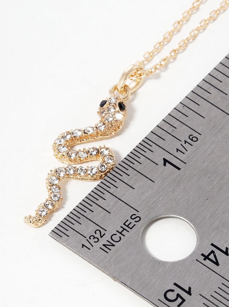 Crystal Pave Snake Pendant Necklace
