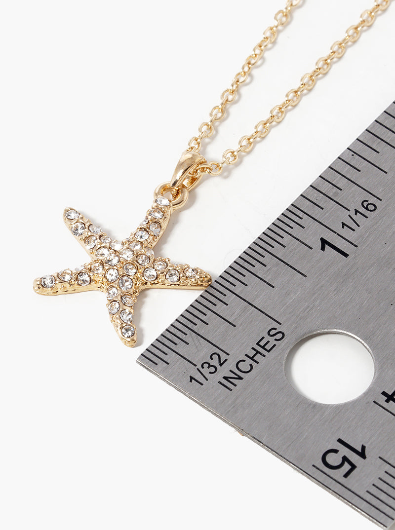 Crystal Pave Starfish Pendant Necklace