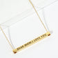 Dear Mom I Love You Engraved 18K Gold Dipped Horizontal Brass Bar Pendant Inspirational Necklace