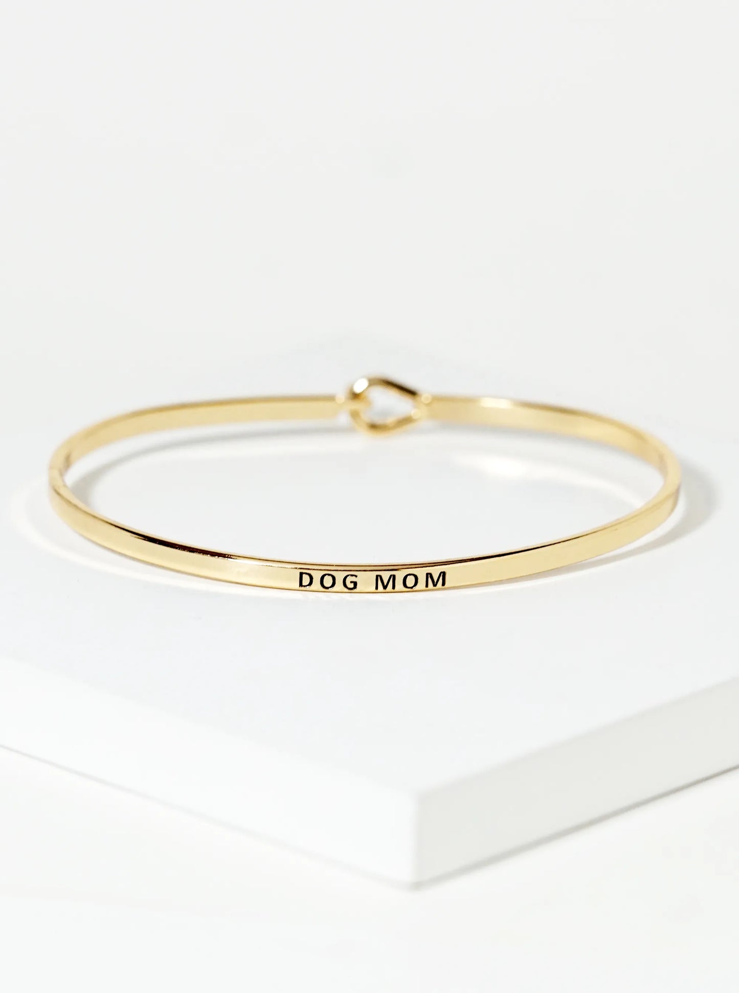 Dog Mom Engraved Inspirational Bangle Bracelet