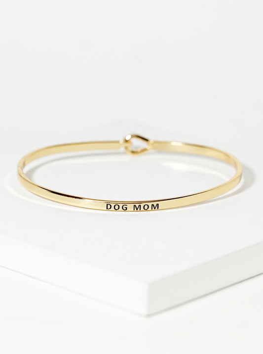 Dog Mom Engraved Inspirational Bangle Bracelet