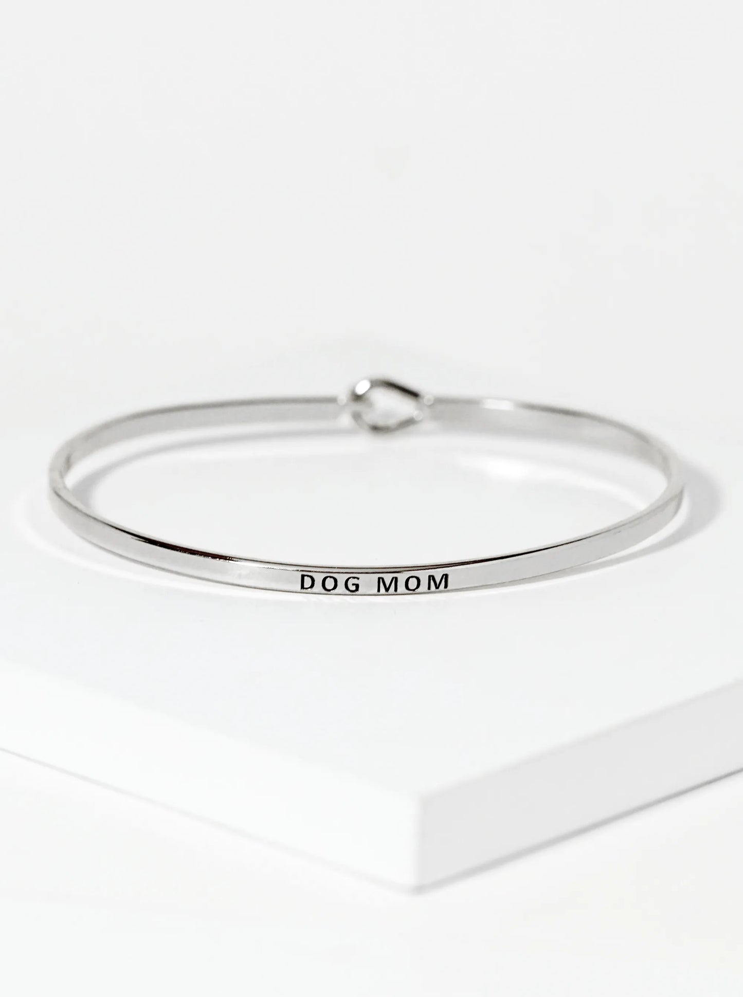 Dog Mom Engraved Inspirational Bangle Bracelet