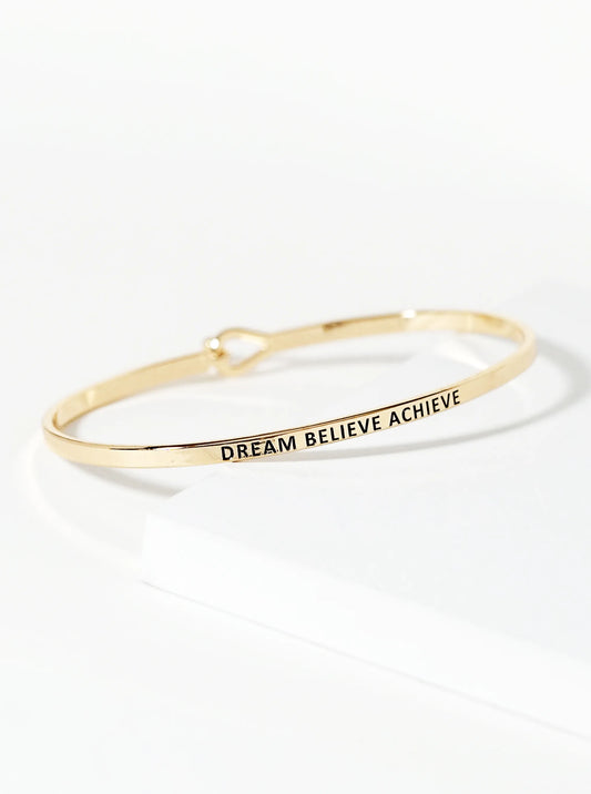 Dream Believe Achieve Engraved Inspirational Bangle Bracelet