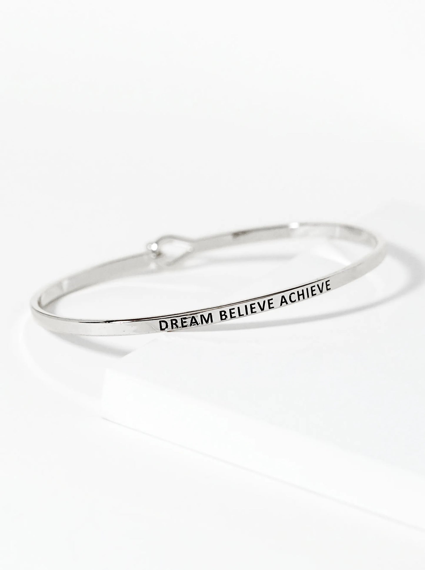 Dream Believe Achieve Engraved Inspirational Bangle Bracelet