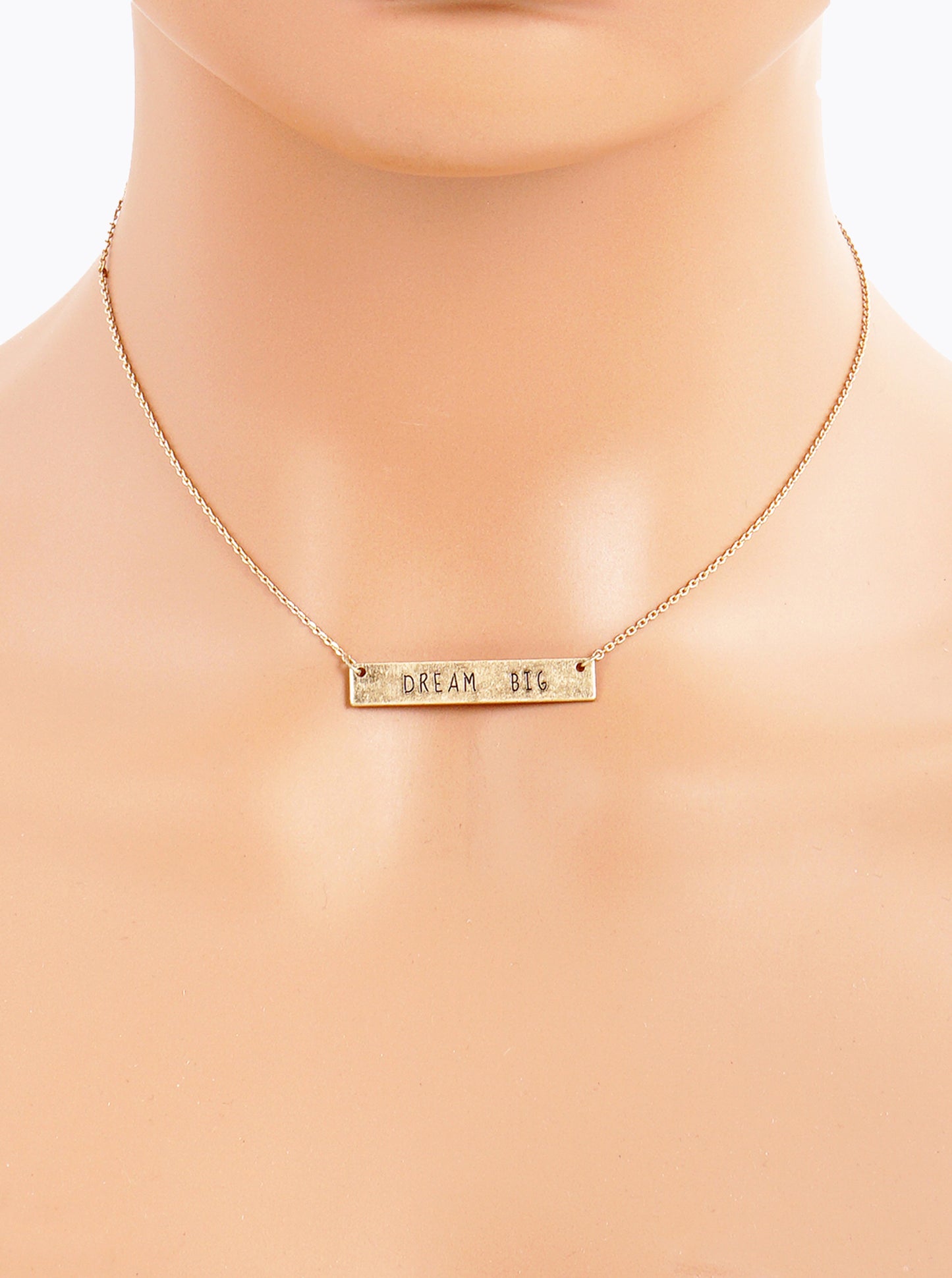 Dream Big Engraved Horizontal Bar Pendant Necklace