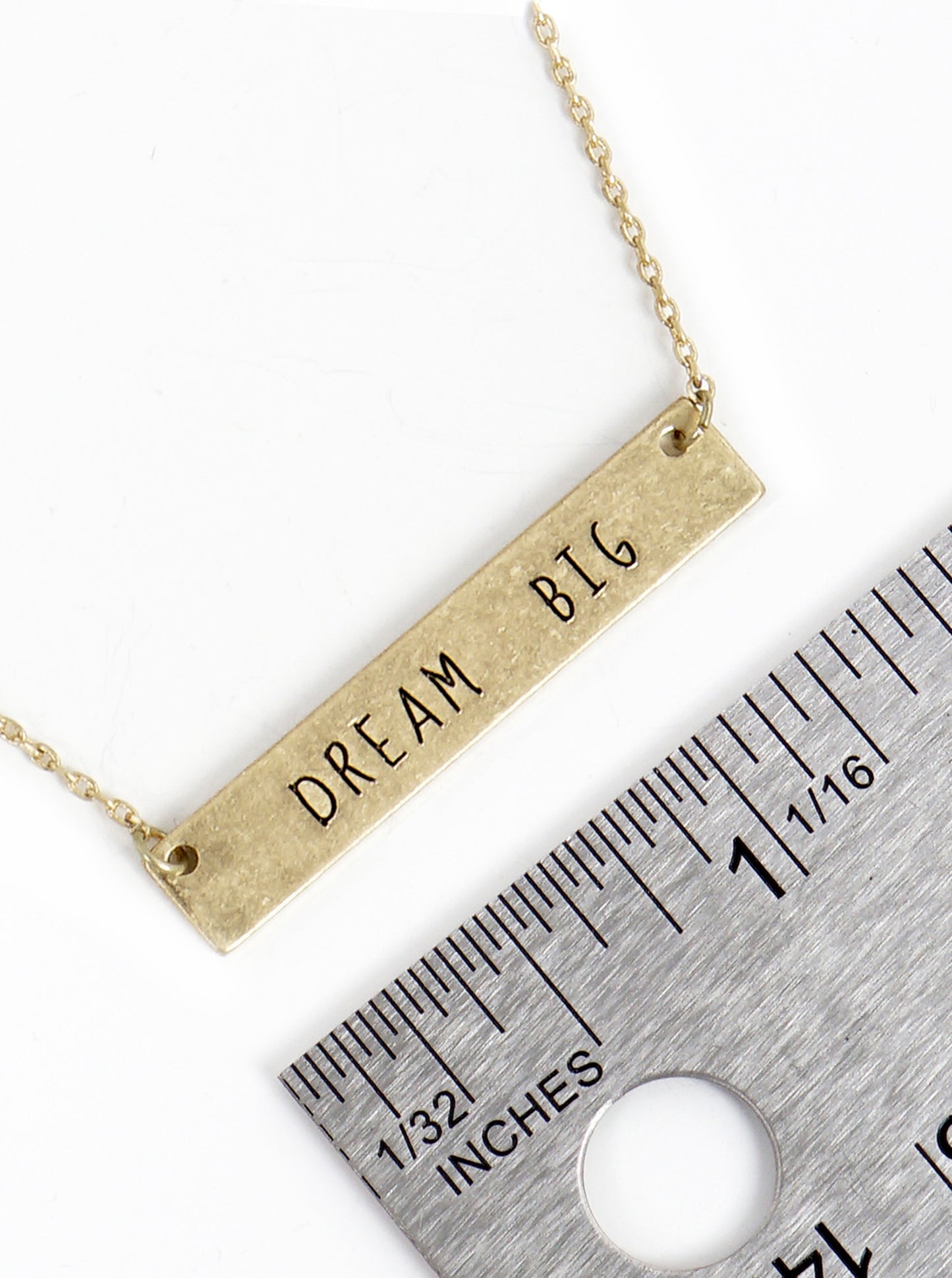 Dream Big Engraved Horizontal Bar Pendant Necklace