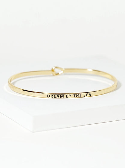 Dream By The Sea Engraved Inspirational Bangle Bracelet