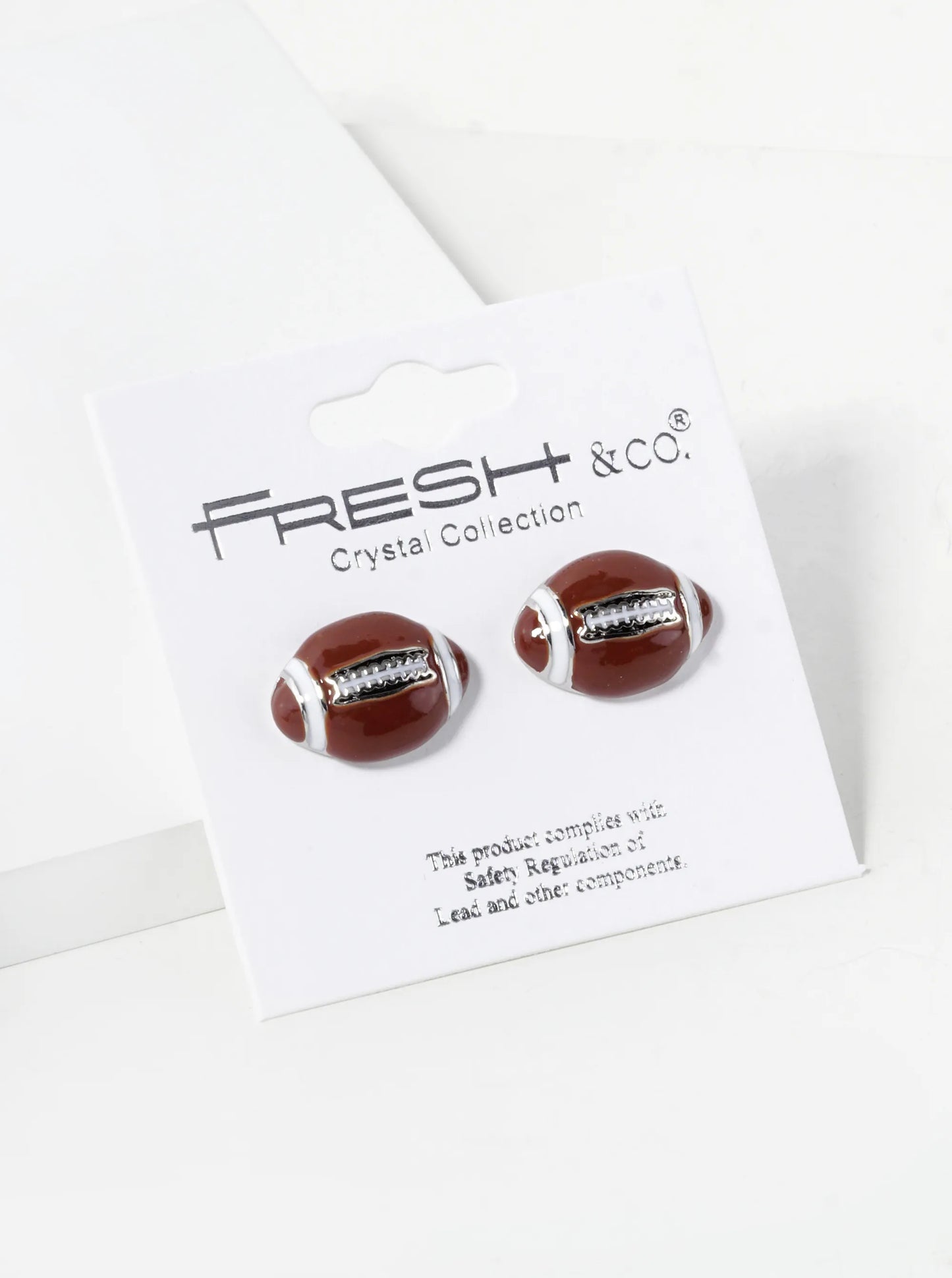 Enamel Filled 10mm 3D Football Stud Earrings