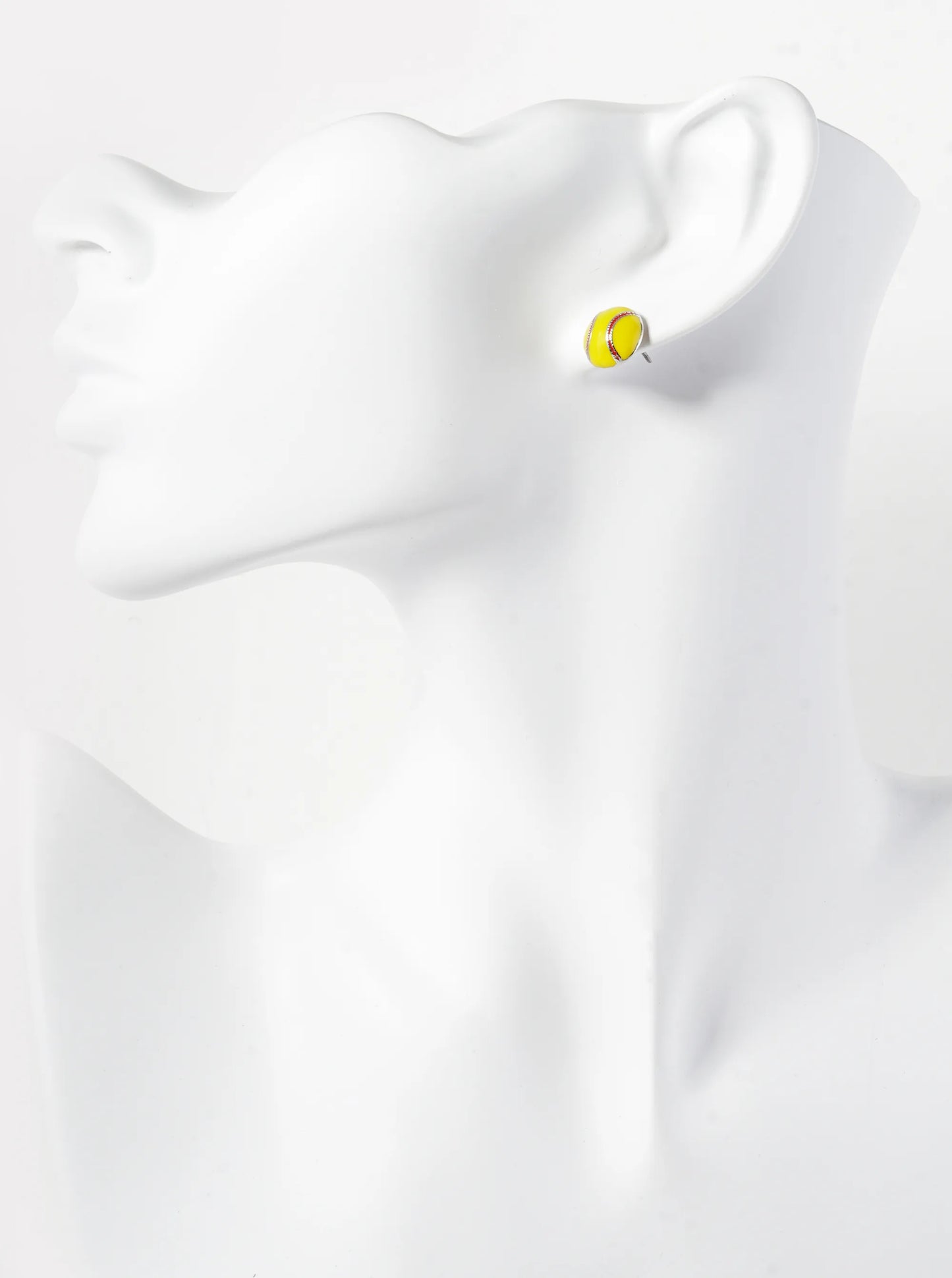 Enamel Filled 10mm Half Circle Baseball Stud Earrings