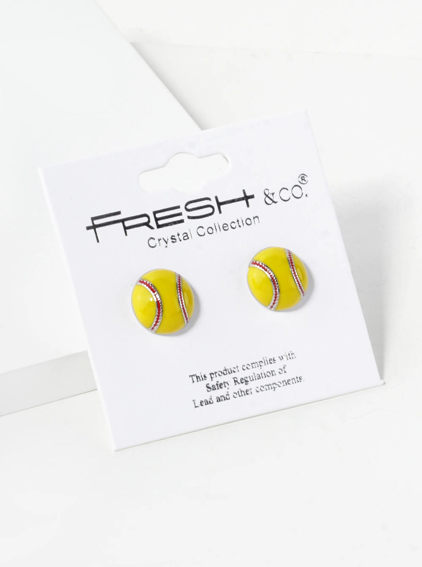Enamel Filled 10mm Half Circle Baseball Stud Earrings