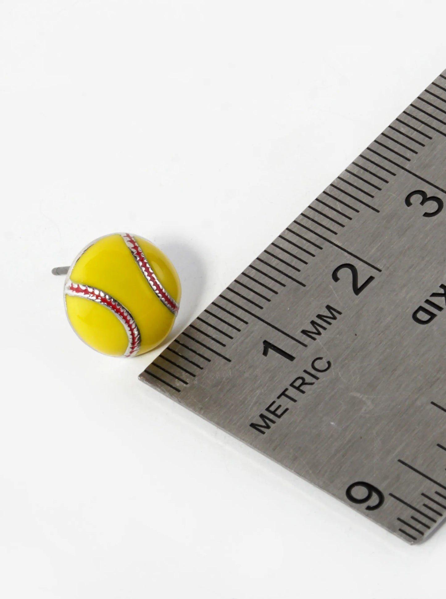 Enamel Filled 10mm Half Circle Baseball Stud Earrings