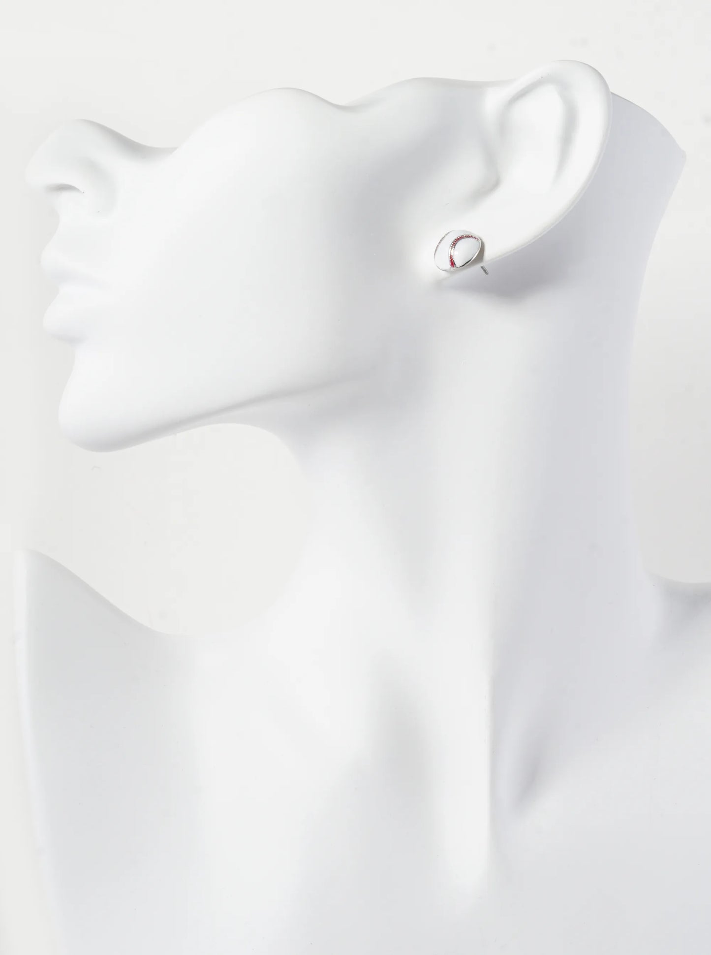 Enamel Filled 10mm Half Circle Baseball Stud Earrings